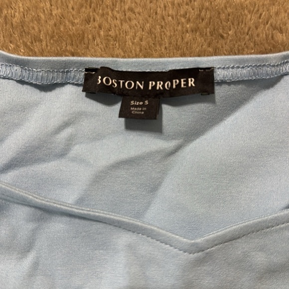 Boston Proper Sweetheart Neckline Ponte Top  Light Blue Puff Sleeve Blouse‎ - Picture 8 of 13